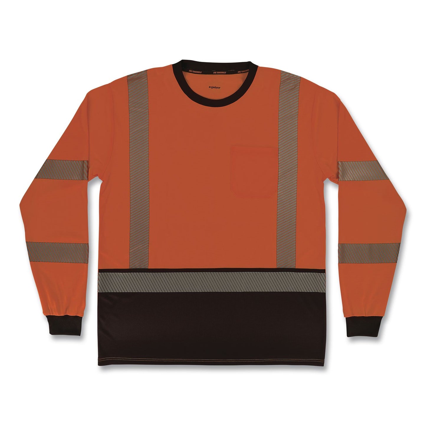 GloWear 8371BK Class 3 Performance Hi-Vis Long Sleeve T-Shirt with Black Bottom, 2X-Large, Orange