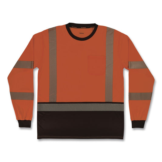 GloWear 8371BK Class 3 Performance Hi-Vis Long Sleeve T-Shirt with Black Bottom, 2X-Large, Orange