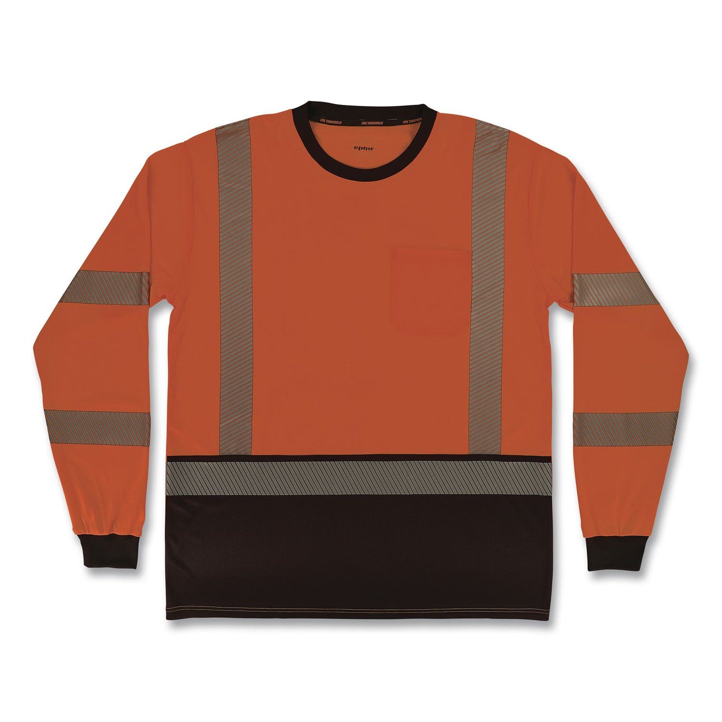 GloWear 8371BK Class 3 Performance Hi-Vis Long Sleeve T-Shirt with Black Bottom, 4X-Large, Orange