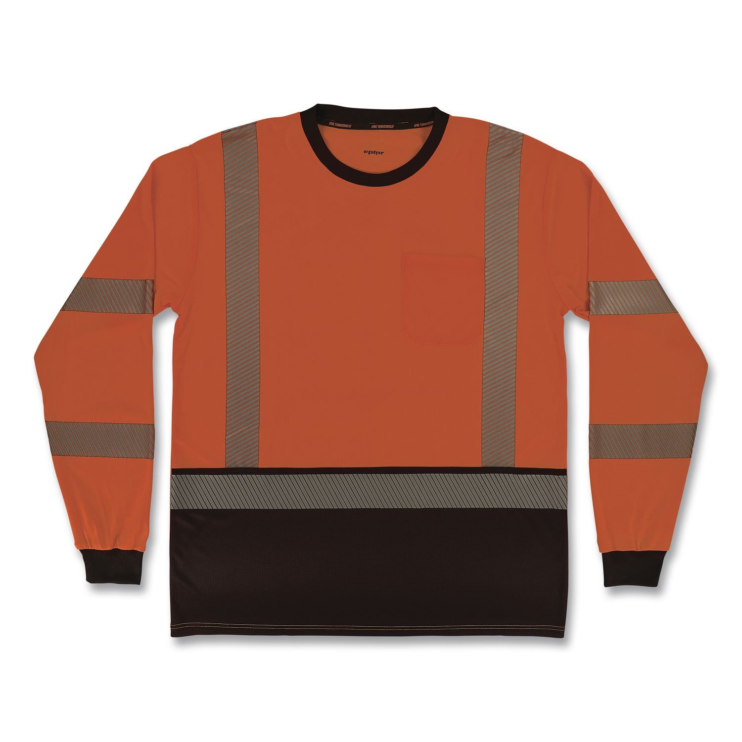 GloWear 8371BK Class 3 Performance Hi-Vis Long Sleeve T-Shirt with Black Bottom, 4X-Large, Orange