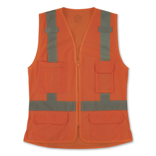 GloWear 8247ZW-S Class 2 Women's Hi-Vis Surveyor Vest with Zipper, Polyester, 3X-Large, Orange