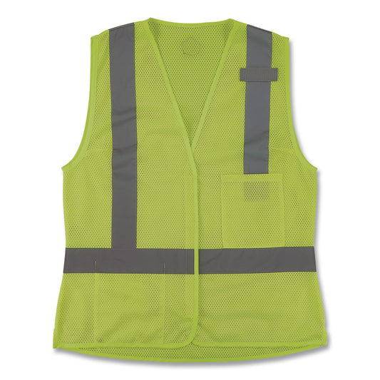 GloWear 8210HLW-S Class 2 Women's Hi-Vis Vest with Hook-and-Loop, Polyester, Medium, Lime