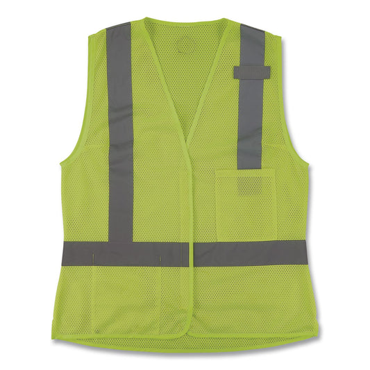 GloWear 8210HLW-S Class 2 Women's Hi-Vis Vest with Hook-and-Loop, Polyester, Large, Lime