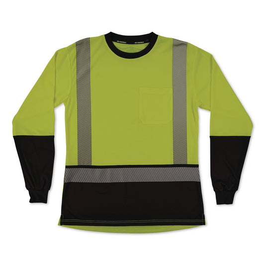 GloWear 8278BK Class 2 Women's Performance Hi-Vis Long Sleeve T-Shirt with Black Bottom, 3X-Large, Lime
