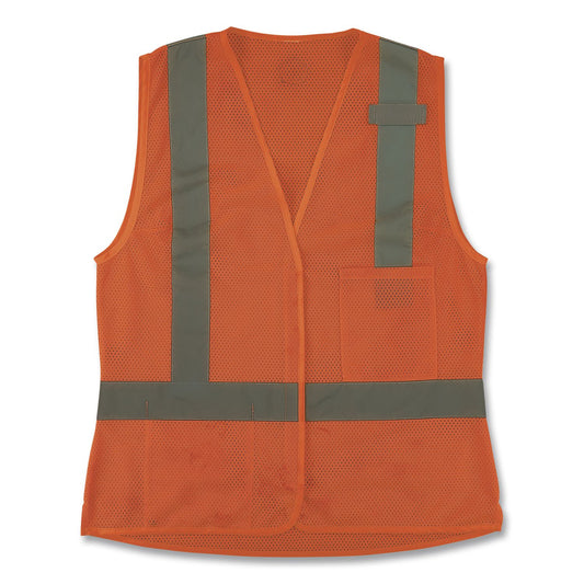 GloWear 8210HLW-S Class 2 Women's Hi-Vis Vest with Hook-and-Loop, Polyester, Small, Orange