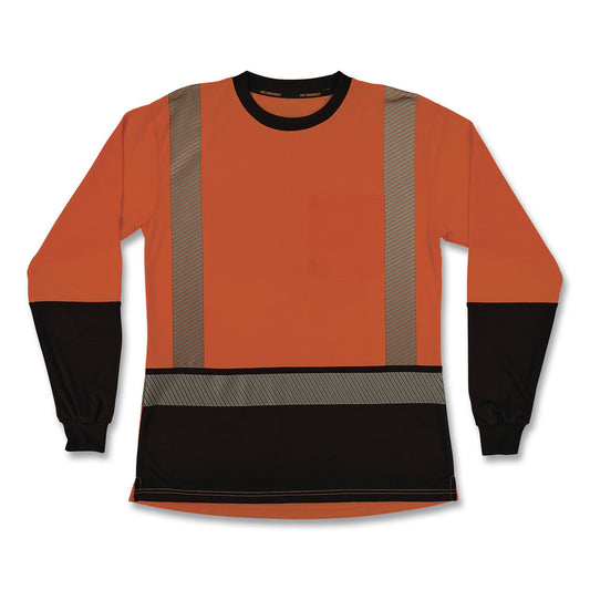 GloWear 8278BK Class 2 Women's Performance Hi-Vis Long Sleeve T-Shirt with Black Bottom, Medium, Orange