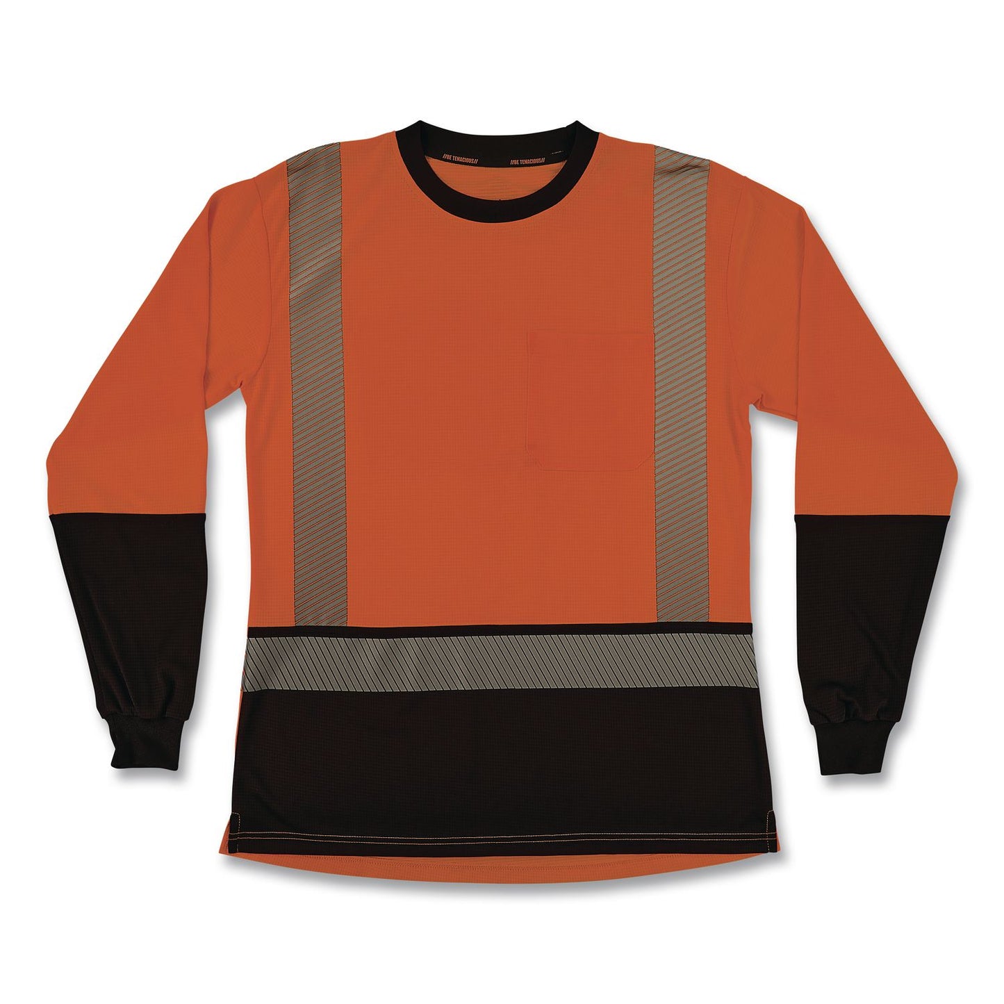 GloWear 8278BK Class 2 Women's Performance Hi-Vis Long Sleeve T-Shirt with Black Bottom, X-Large, Orange
