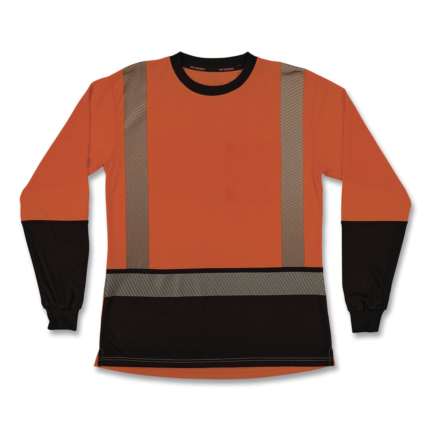 GloWear 8278BK Class 2 Women's Performance Hi-Vis Long Sleeve T-Shirt with Black Bottom, X-Large, Orange