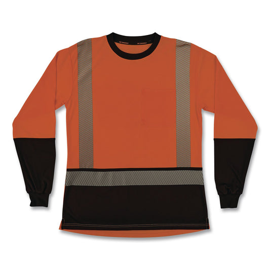 GloWear 8278BK Class 2 Women's Performance Hi-Vis Long Sleeve T-Shirt with Black Bottom, 3X-Large, Orange