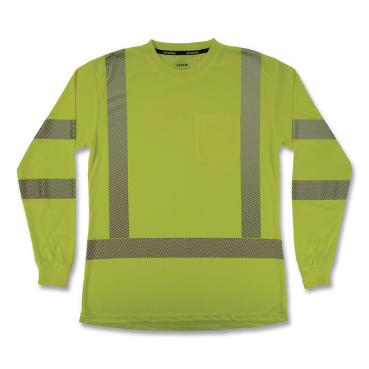 GloWear 8387 Class 3 Women's Performance Hi-Vis Long Sleeve T-Shirt, Medium, Lime