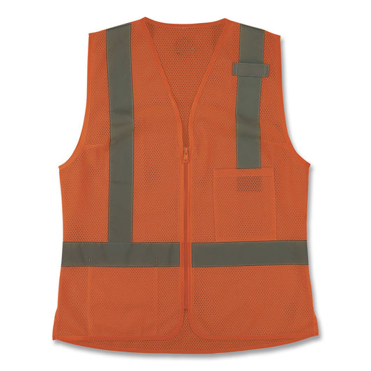 GloWear 8210ZW-S Class 2 Women's Hi-Vis Vest with Zipper, Polyester, X-Large, Orange