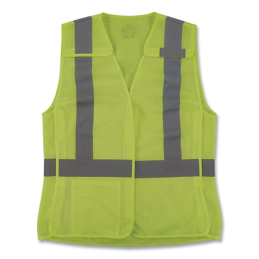 GloWear 8215BAW-S Class 2 Women's Hi-Vis Breakaway Vest with Hook-and-Loop, Polyester, Large, Lime