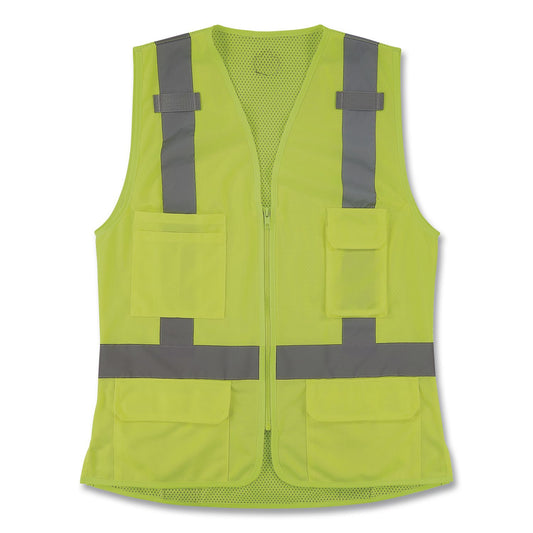 GloWear 8247ZW-S Class 2 Women's Hi-Vis Surveyor Vest with Zipper, Polyester, 3X-Large, Lime