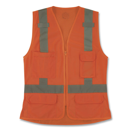 GloWear 8247ZW-S Class 2 Women's Hi-Vis Surveyor Vest with Zipper, Polyester, Small, Orange