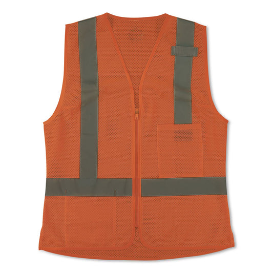 GloWear 8210ZW-S Class 2 Women's Hi-Vis Vest with Zipper, Polyester, Small, Orange