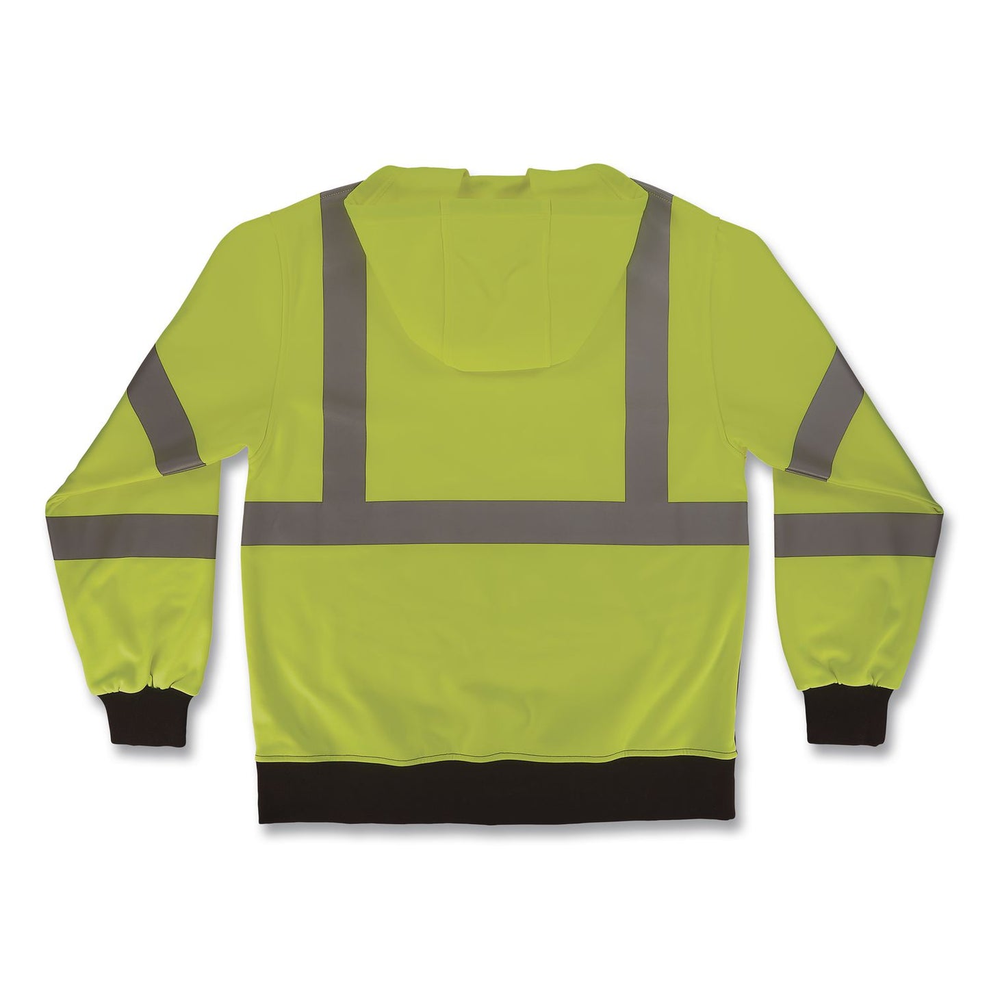 GloWear 8312BK Class 3 Essential Hi-Vis Hooded Zip-Up Sweatshirt with Black Bottom, Medium, Lime