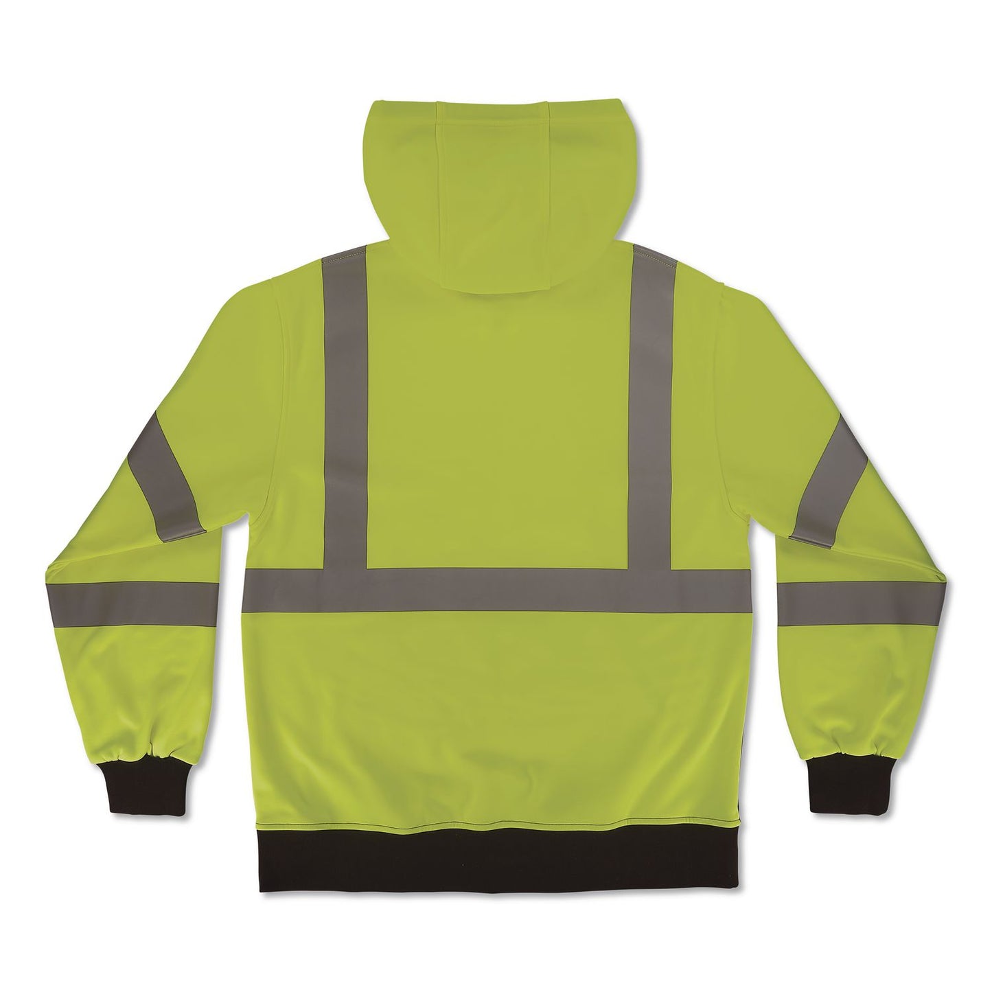 GloWear 8311BK Class 3 Essential Hi-Vis Hooded Sweatshirt with Black Bottom, X-Large, Lime