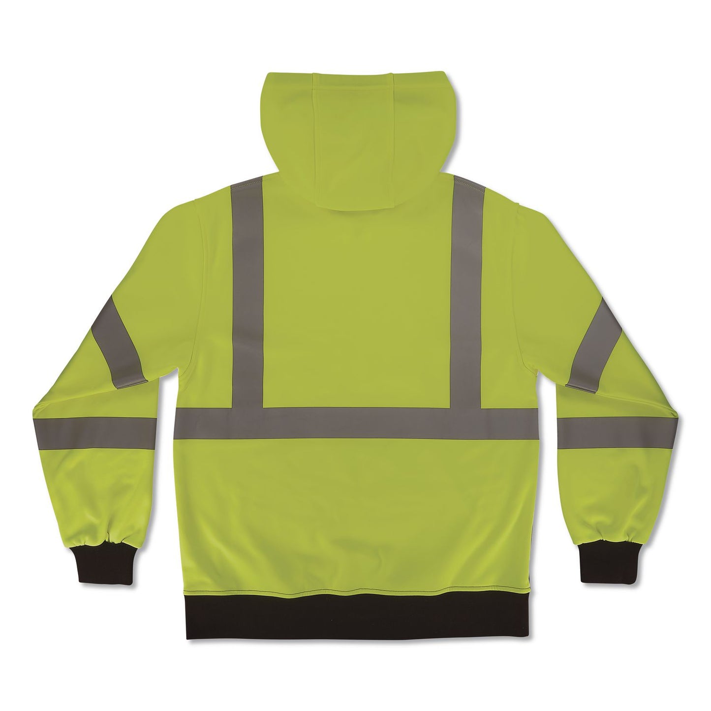 GloWear 8311BK Class 3 Essential Hi-Vis Hooded Sweatshirt with Black Bottom, 4X-Large, Lime