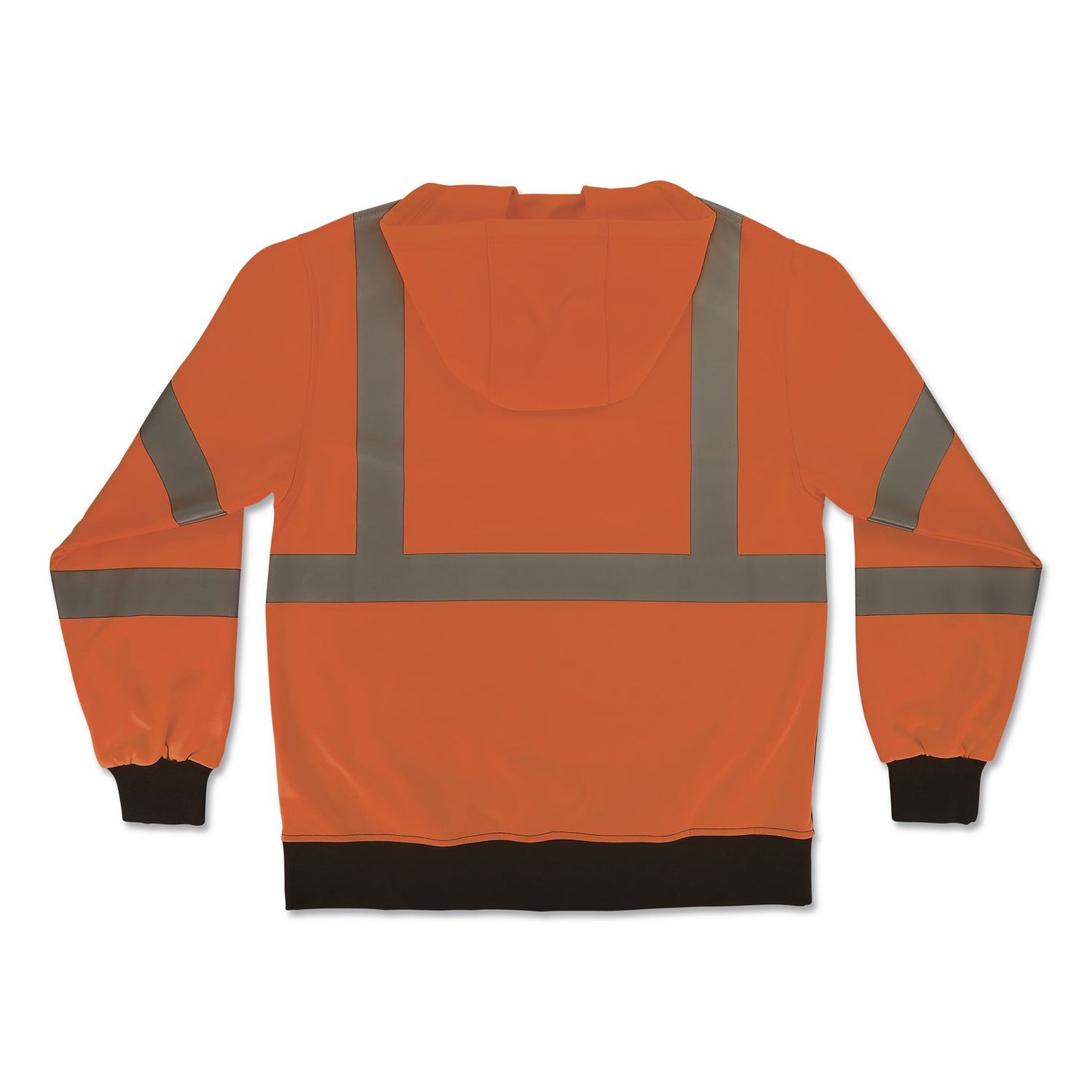 GloWear 8312BK Class 3 Essential Hi-Vis Hooded Zip-Up Sweatshirt with Black Bottom, 2X-Large, Orange