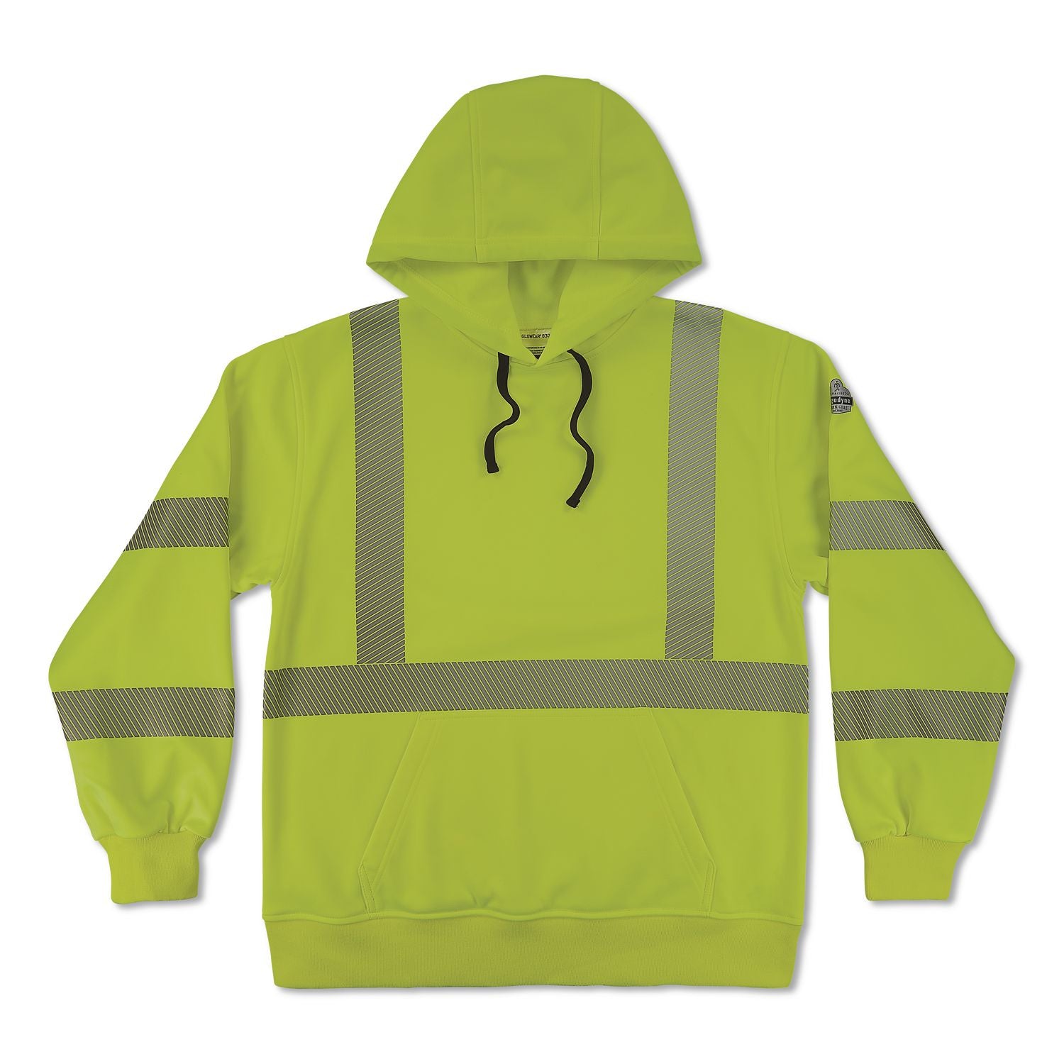 GloWear 8304W Class 3 Women's Performance Hi-Vis Hooded Sweatshirt, Small, Lime
