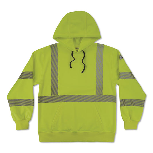 GloWear 8304W Class 3 Women's Performance Hi-Vis Hooded Sweatshirt, X-Large, Lime