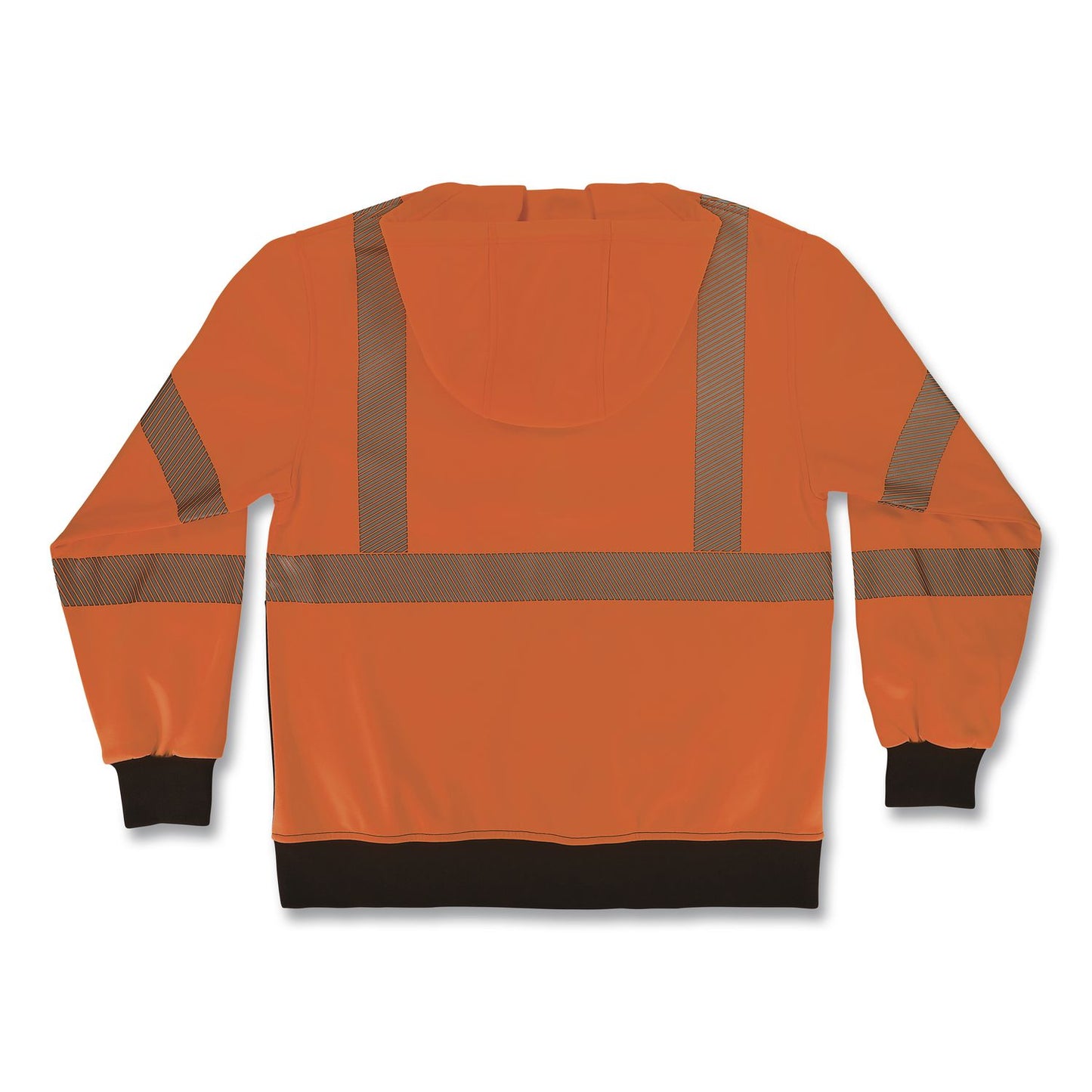 GloWear 8317BK Class 3 Performance Hi-Vis Hooded Sweatshirt with Black Bottom, X-Large, Orange