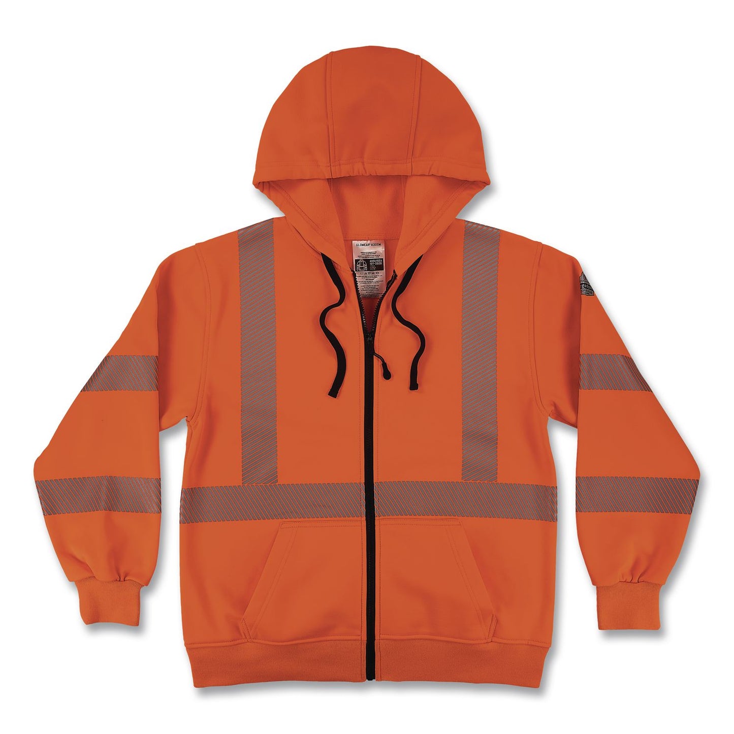 GloWear 8305W Class 3 Women's Performance Hi-Vis Hooded Zip-Up Sweatshirt, 2X-Large, Orange