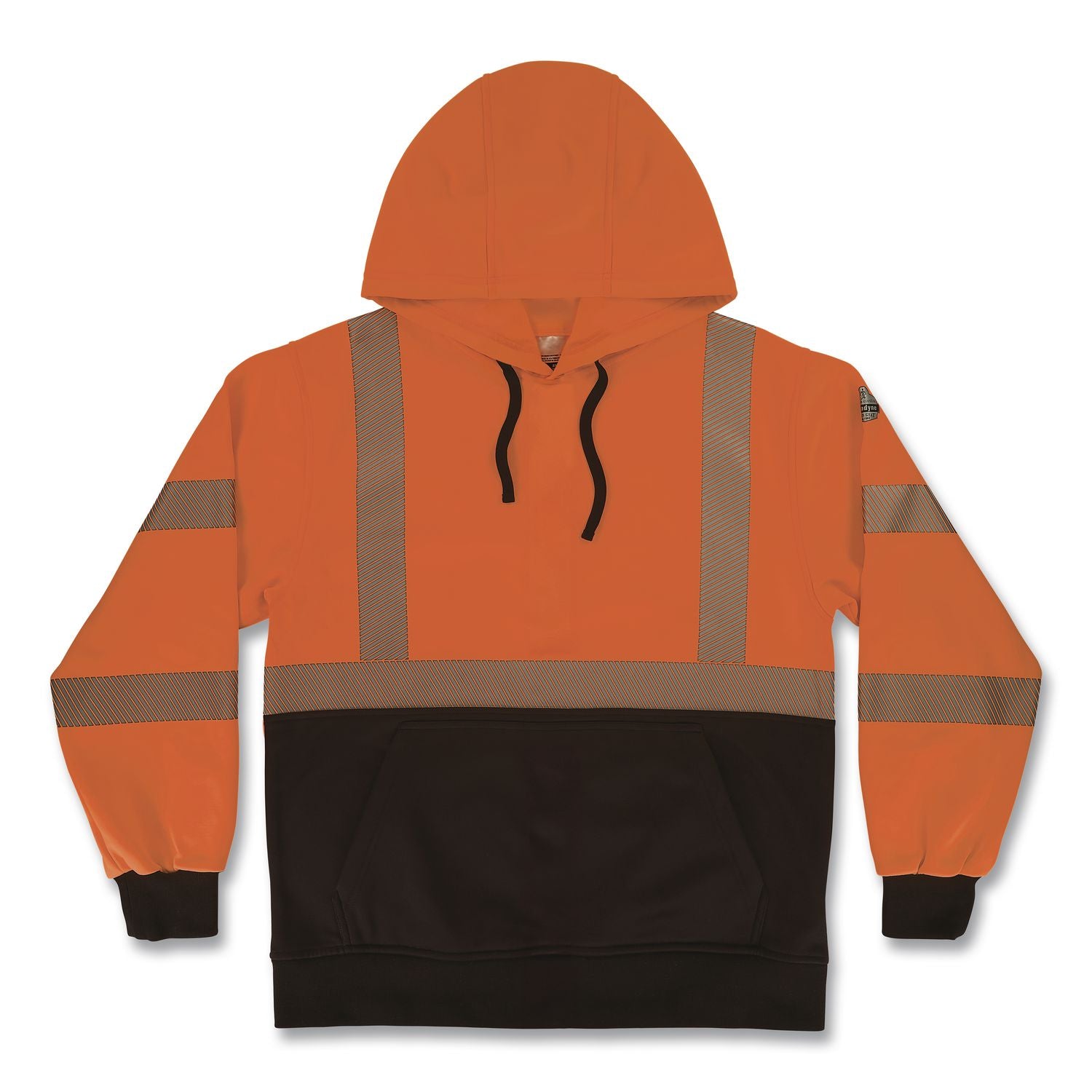 GloWear 8317BK Class 3 Performance Hi-Vis Hooded Sweatshirt with Black Bottom, 4X-Large, Orange