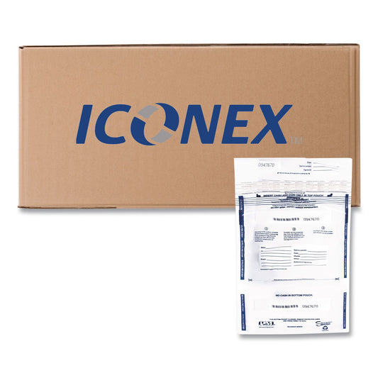 Clear Dual Deposit Bags with Tamper Evident Closure, Plastic, 11" x 15", Clear, 100/Pack