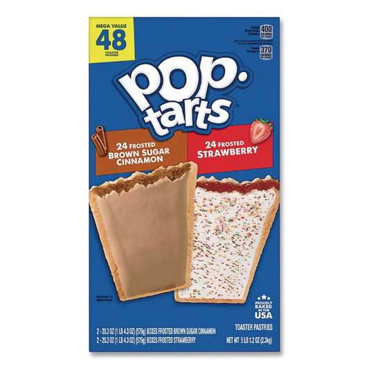 Pop Tarts, Brown Sugar Cinnamon/Strawberry, 2 Tarts/Pouch, 12 Pouches/Pack, 2 Packs/Carton