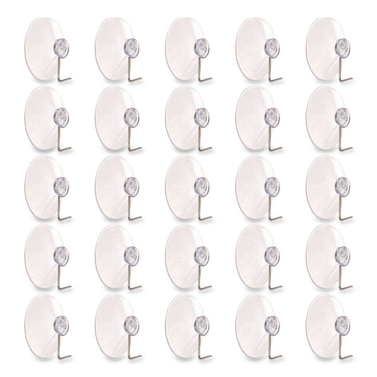 Suction Cup Hooks, Metal Silver Hook, 25/Pack