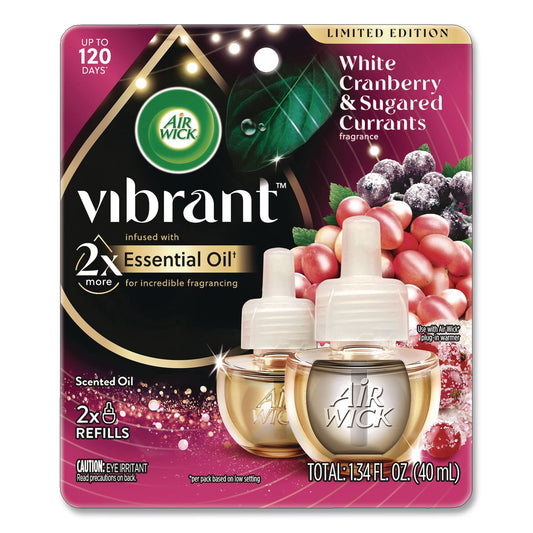 Vibrant Scented Oil Warmer Refill, Limited Edition, White Cranberry and Sugared Currants, 0.67 oz, 2/Pack