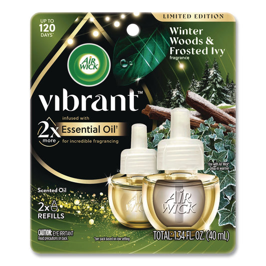 Vibrant Scented Oil Warmer Refill, Limited Edition, Winter Woods and Frosted Ivy, 0.67 oz, 2/Pack