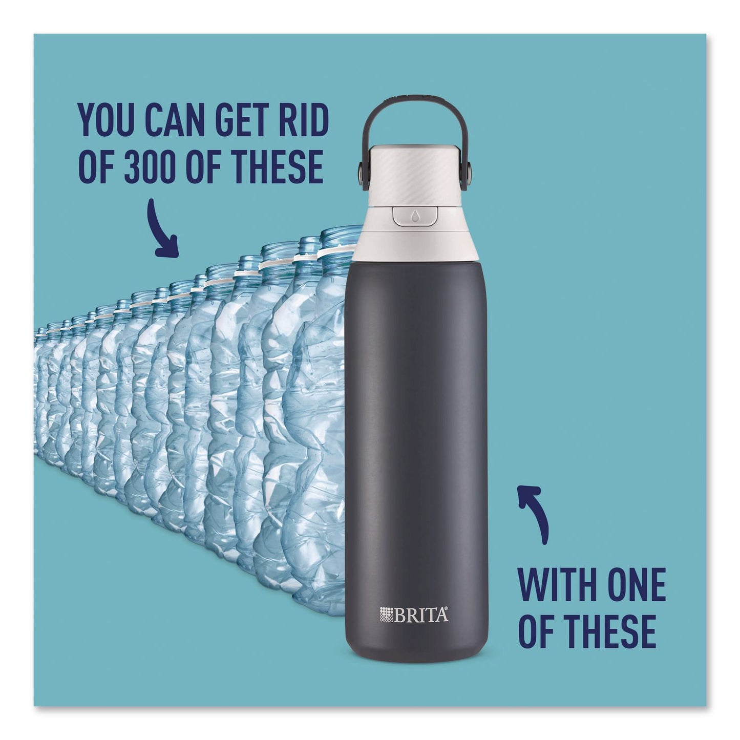 Stainless Steel Filtered Water Bottle. 20 oz, Carbon