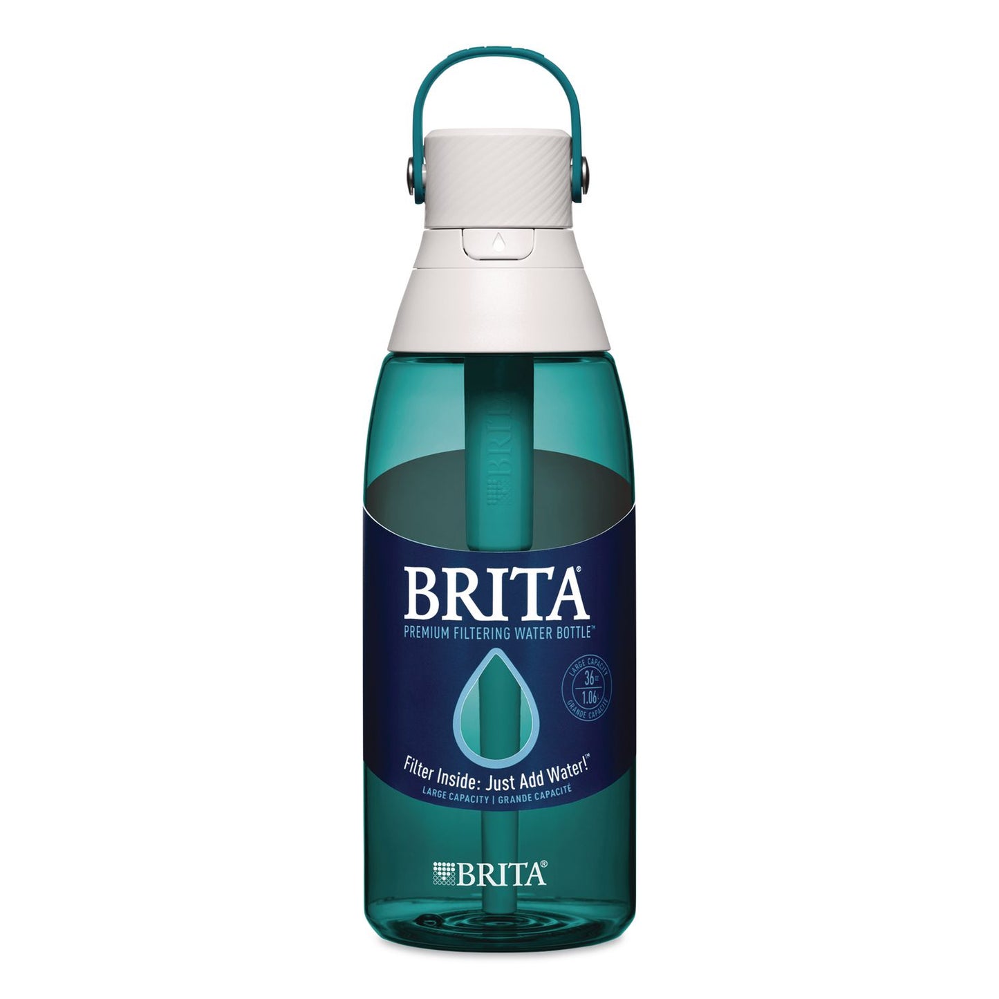 Plastic Filtered Water Bottle, 36 oz, Sea Glass