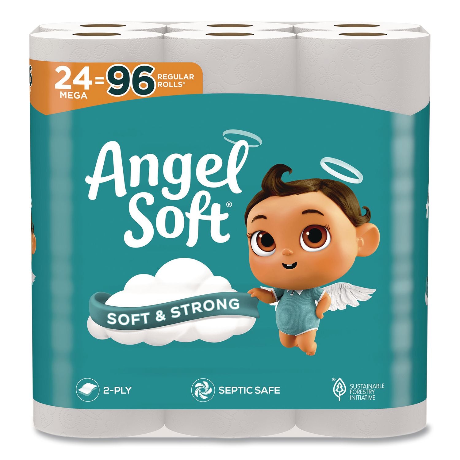 Mega Toilet Paper, Septic Safe, 2-Ply, White, 320 Sheets/Roll, 24 Rolls/Pack