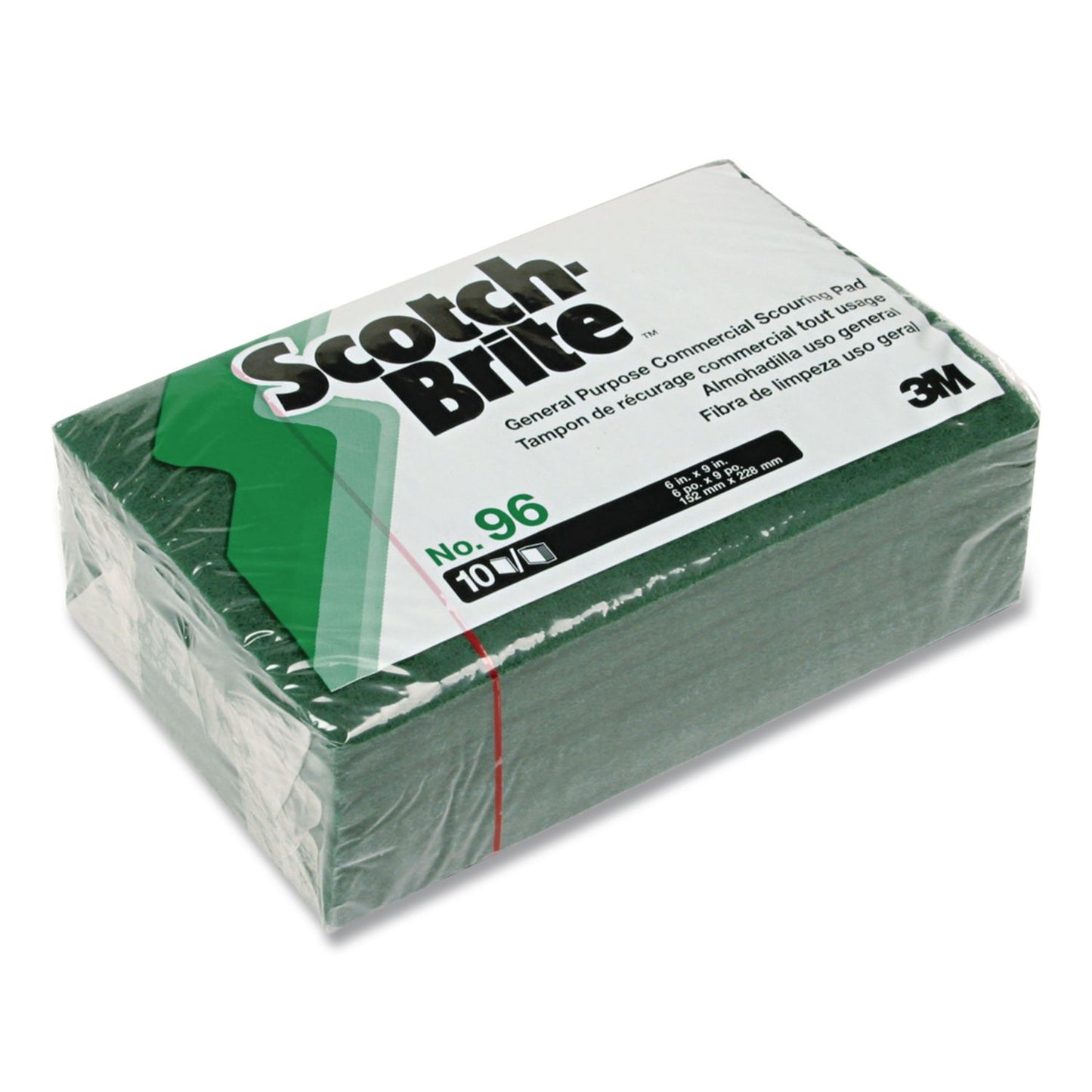 Commercial Scouring Pad 96, 6 X 9, Green, 10/pack