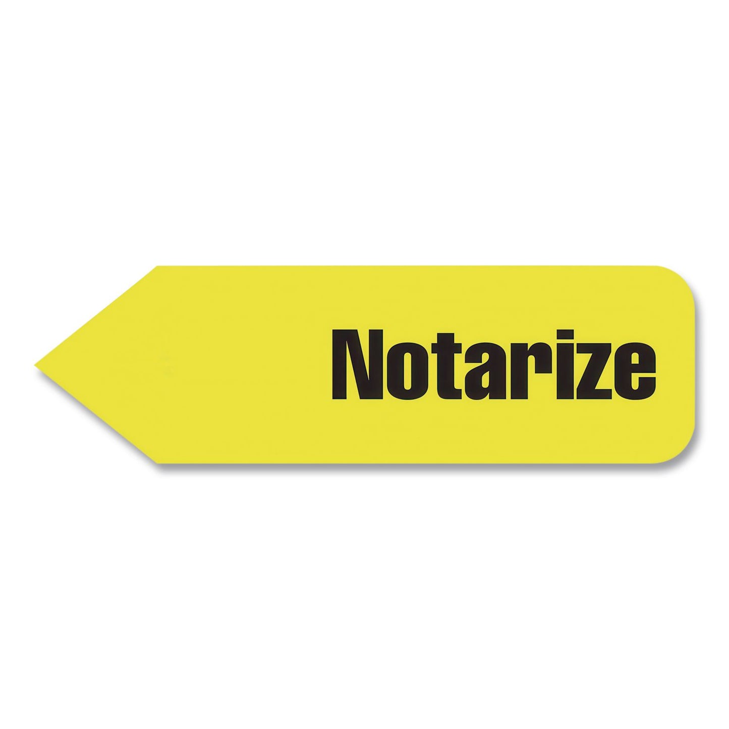Arrow Message Page Flags In Dispenser, "notarize", Yellow, 120 Flags/dispenser