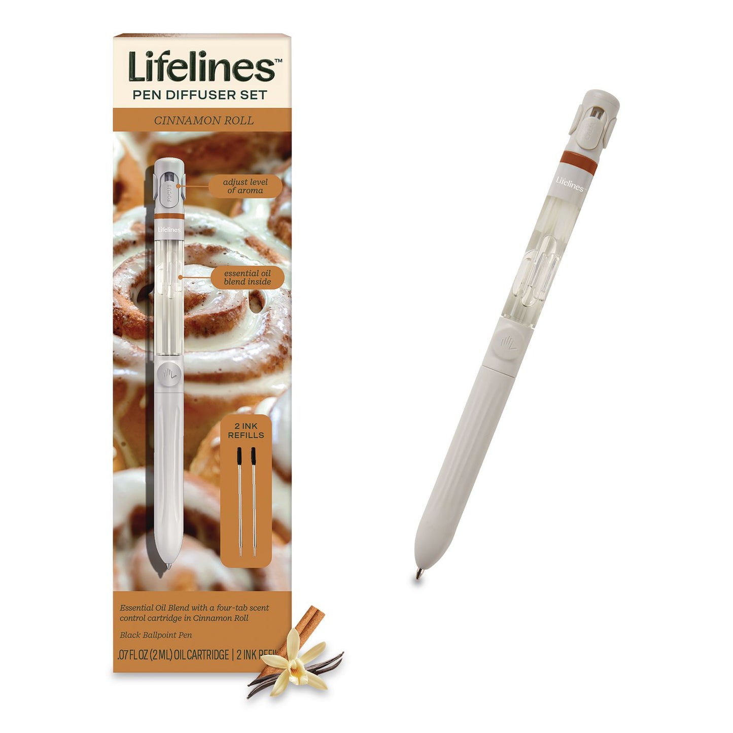 Essential Oil Blends Pen Diffuser, Cinnamon Roll Scent, White