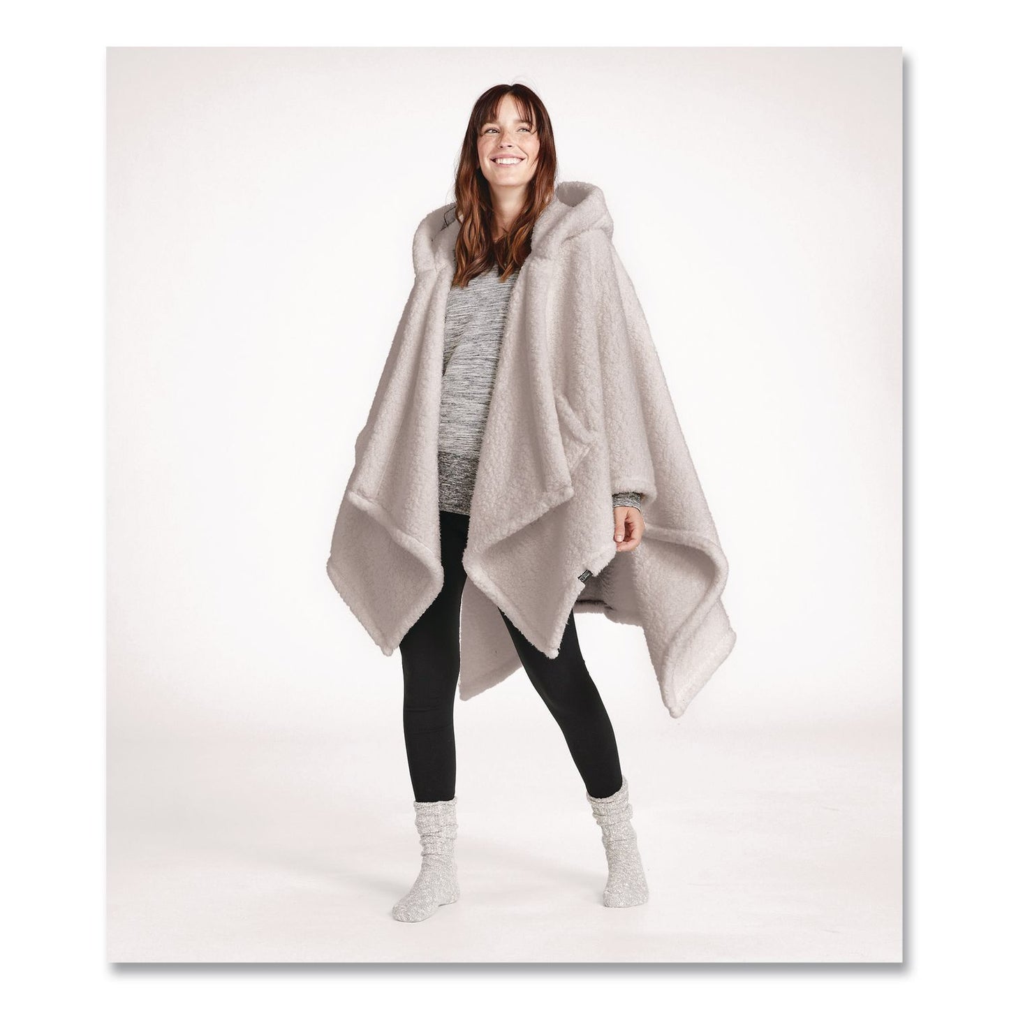 Cozy Sherpa Wearable Throw, 58 x 60, Gray