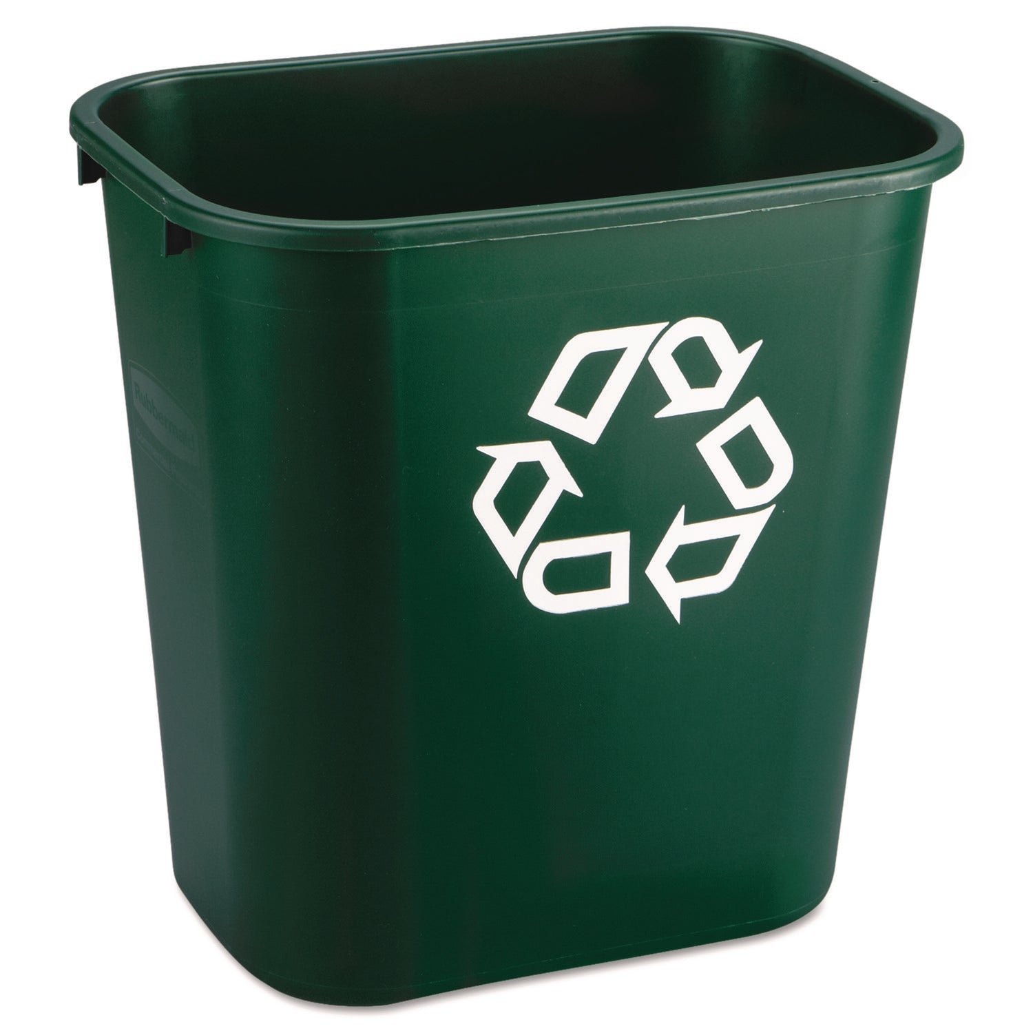 Deskside Plastic Container for Paper Recycling, 7 gal, Plastic, Green