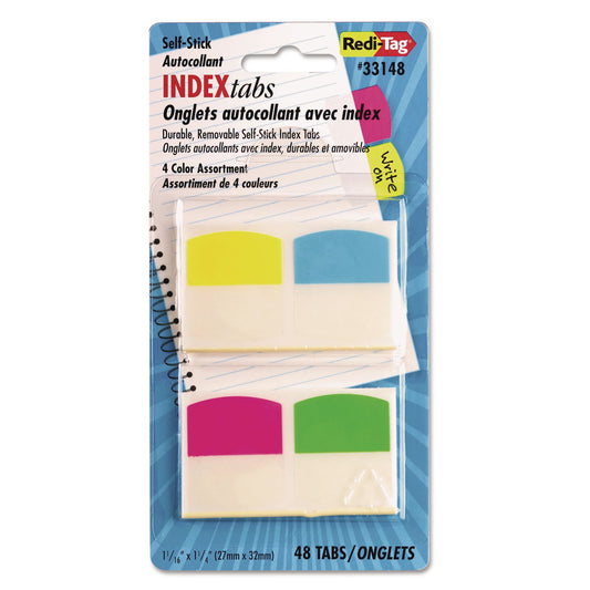 Write-On Index Tabs, 1/5-Cut, Assorted Colors, 1.06" Wide, 48/Pack