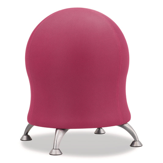 Zenergy Ball Chair, Backless, Supports Up to 250 lb, Pink Fabric Seat, Silver Base