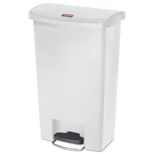 Streamline Resin Step-On Container, Front Step Style, 13 gal, Polyethylene, White