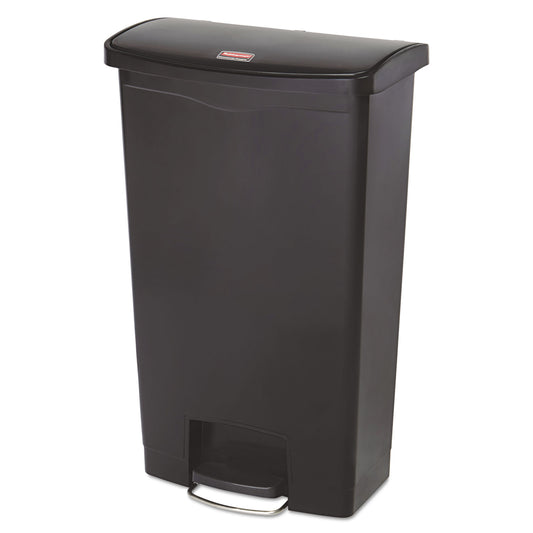 Slim Jim Streamline Resin Step-On Container, Front Step Style, 18 gal, Polyethylene, Black