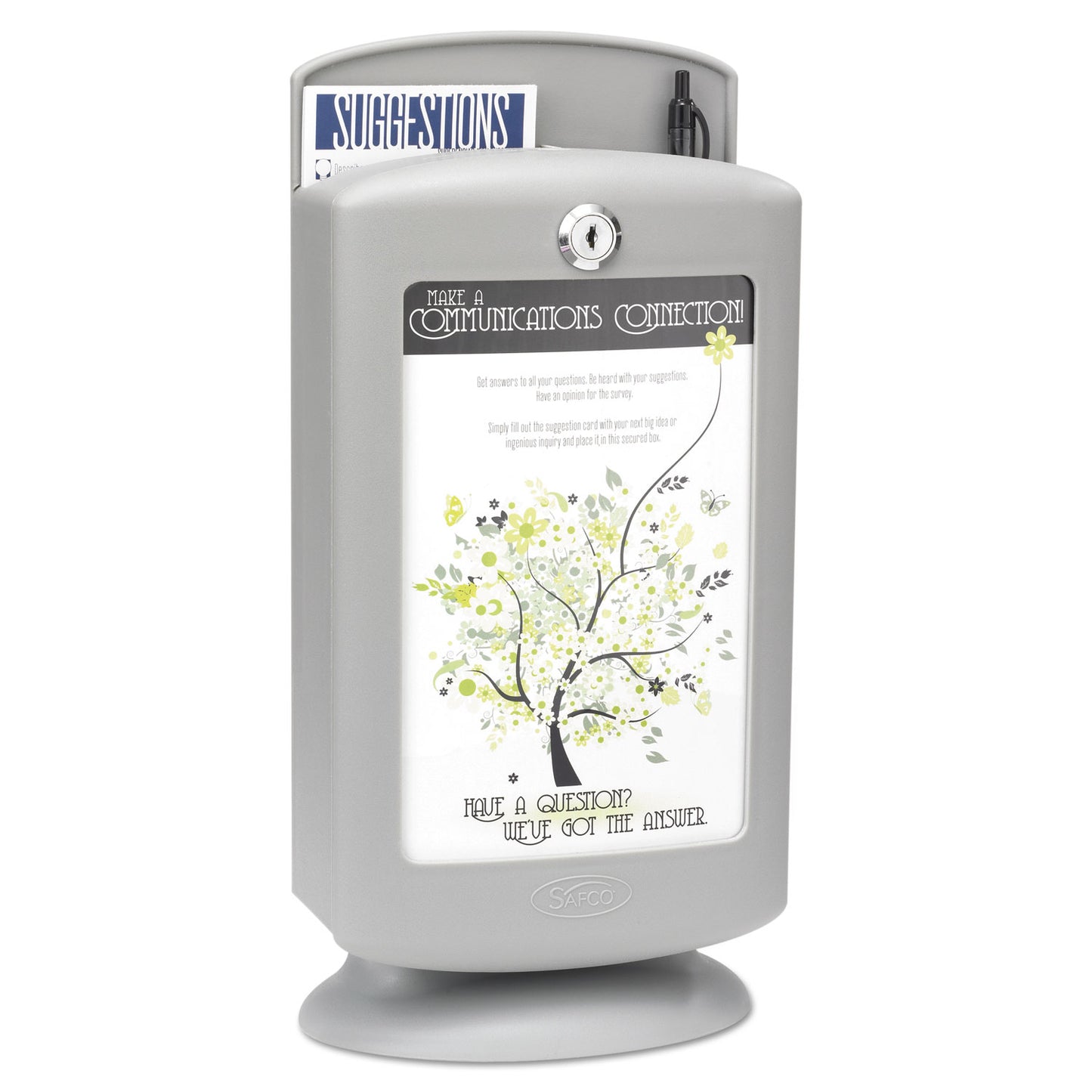 Customizable Plastic Suggestion Box, 7 x 5 x 14.5, Light Gray