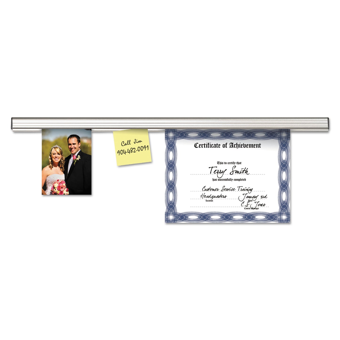 Grip-A-Strip Display Rails, 1.5" x 96", Satin Aluminum