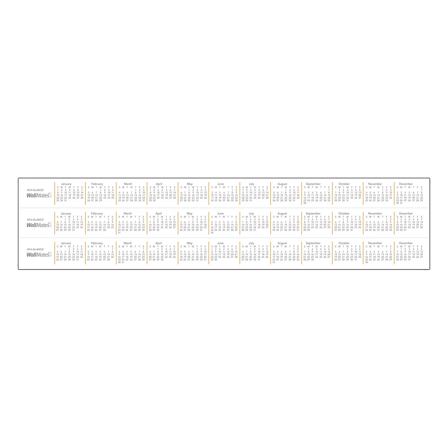 Wallmates Self-Adhesive Dry Erase Monthly Planning Surfaces, 24 X 18, White/gray/orange Sheets, Undated