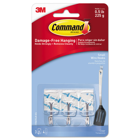 Small Clear Toggle-Wire Hooks, Metal Wire, Silver/Clear, Supports 0.5 lb, 3/Pack