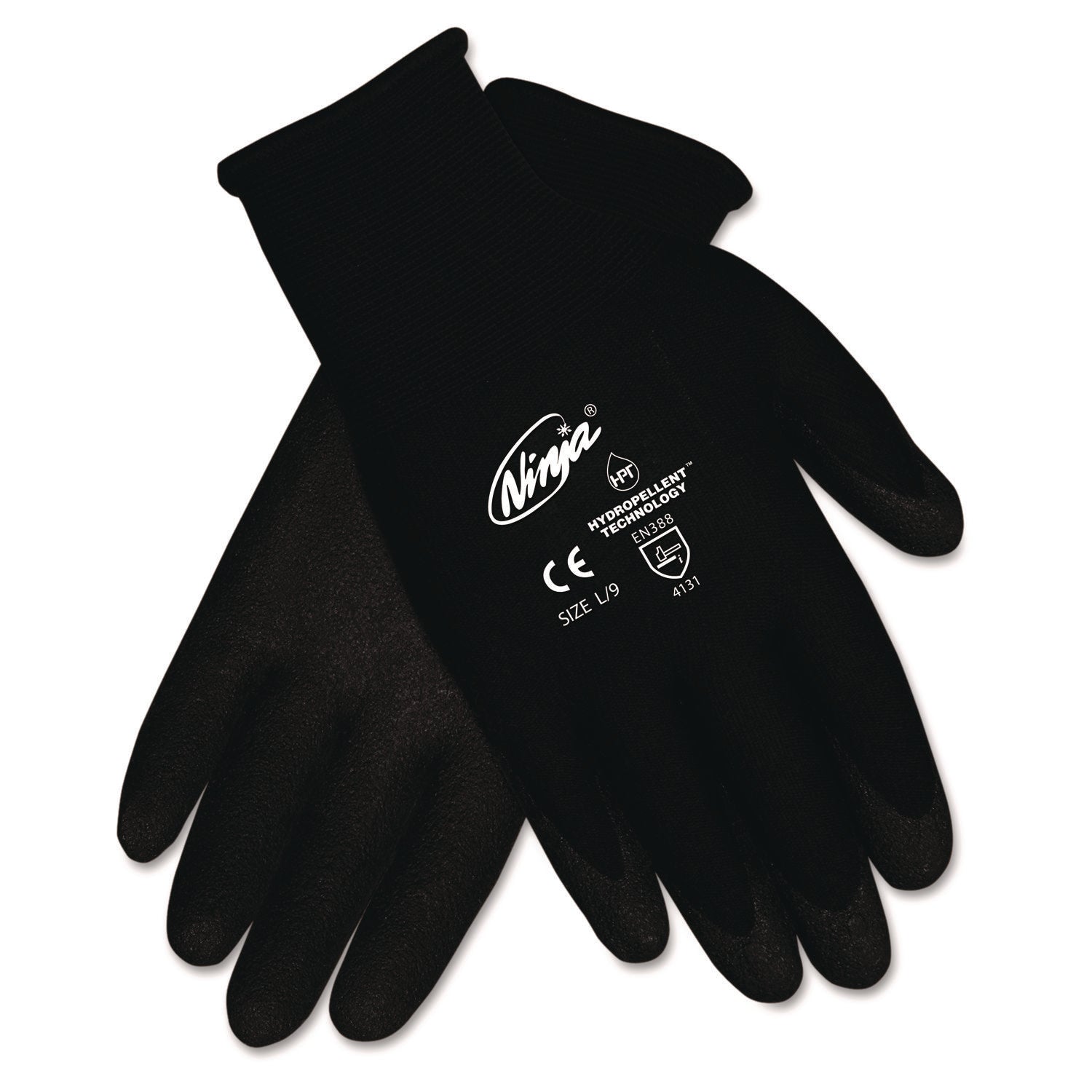 Ninja HPT Gloves, EN388: 4131, Large (Size 9), Black, 12 Pairs